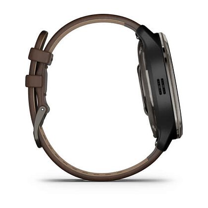 картинка Garmin Venu 2 Plus, 43 мм, корпус и безель серого цвета, ремешок коричневого цвета кожанный от маркетплейса TEMA.shop 4