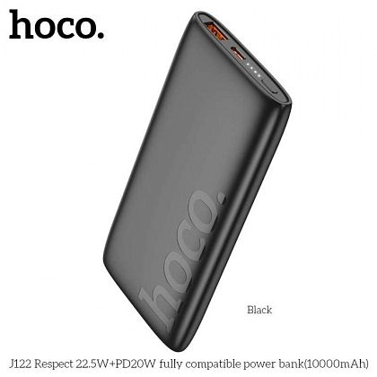 картинка Hoco J122 10000mAh Respect 22.5W + PD20W fully compatible power bank, PD20W+QC3.0, черный от маркетплейса TEMA.shop 1