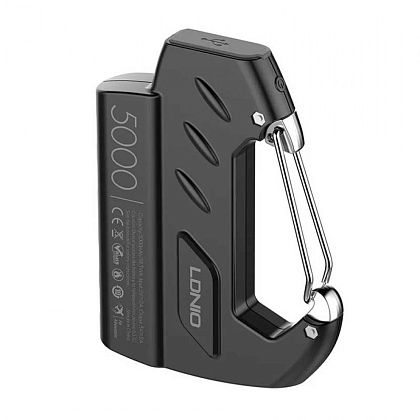 картинка LDNIO PR522 Keychain Power Bank 5000 mAh, с карабином, 1USB 2A, черный от маркетплейса TEMA.shop 1
