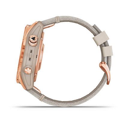 картинка Garmin Fenix 7S Sapphire Solar, 42 мм, цвет корпуса розовое золото, ремешок песчанного цвета кожаный от маркетплейса TEMA.shop 5