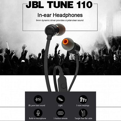 картинка JBL Tune110 Earphones, черный от маркетплейса TEMA.shop 3