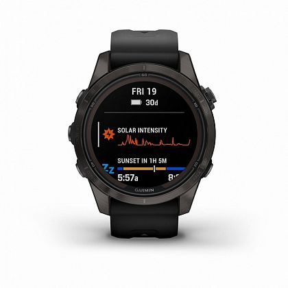 картинка Garmin Fenix 7S Pro Sapphire Solar, 42 мм, цвет корпуса угольно-серый, ремешок черного цвета от маркетплейса TEMA.shop 2