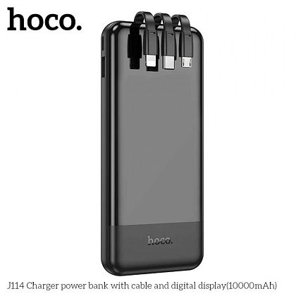 картинка Hoco J114 10000mAh Charger Power Bank, build-in C&L&M cables, черный от маркетплейса TEMA.shop 1