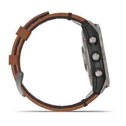 картинка Garmin Fenix 7 Sapphire Solar, 47 мм, цвет корпуса серый с коричневым кожаным ремешком от маркетплейса TEMA.shop 3