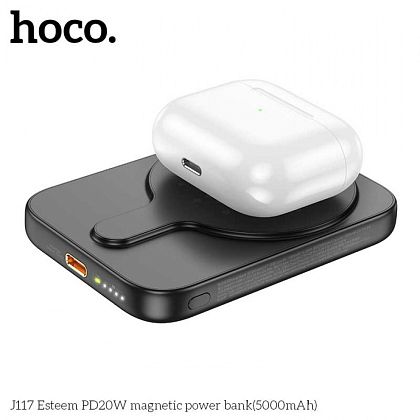 картинка Hoco J117 5000mAh Esteern PD20W Magnetic Wireless Charging Power Bank, черный от маркетплейса TEMA.shop 5