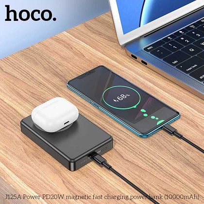 картинка Hoco J125A 10000mAh Power PD20W Magnetic Wireless Charging Power Bank, черный от маркетплейса TEMA.shop 4
