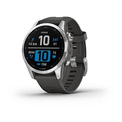 картинка Garmin Fenix 7S, 42 мм, цвет корпуса серебристый, ремешок графитового цвета от маркетплейса TEMA.shop 1