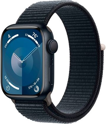 картинка Apple Watch Series 9, 41 мм, цвет корпуса темная ночь, нейлоновый ремешок цвета темная ночь от маркетплейса TEMA.shop 1