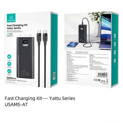 картинка Usams PB68 Yattu Series 30000mAh Power Bank, PD65W, QC3.0, SCP (US-CD185), черный от маркетплейса TEMA.shop 2