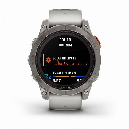 картинка Garmin Fenix 7 Pro Sapphire Solar, 47 мм, цвет корпуса серый с серо-оранжевым ремешком от маркетплейса TEMA.shop 2