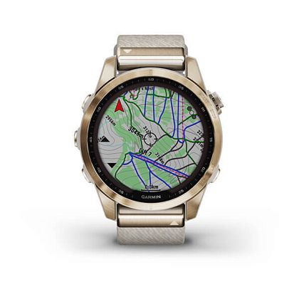 картинка Garmin Fenix 7S Sapphire Solar, 42 мм, цвет корпуса кремовый, ремешок светло-песочного цвета от маркетплейса TEMA.shop 4