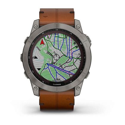 картинка Garmin Fenix 7X Sapphire Solar, 51 мм, цвет корпуса черный, ремешок коричневый кожаный от маркетплейса TEMA.shop 2