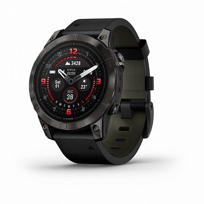 картинка Garmin Epix Pro (Gen 2) Sapphire, 47 мм, цвет корпуса угольно-серый, ремешок черный кожанный от маркетплейса TEMA.shop 1