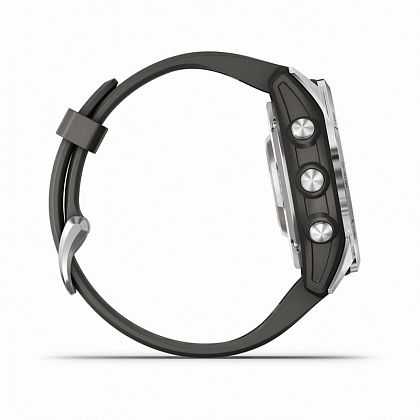 картинка Garmin Fenix 7S Pro Solar, 42 мм, цвет корпуса серебристый, ремешок черного цвета от маркетплейса TEMA.shop 5