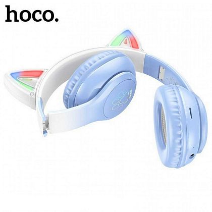 картинка Hoco W42 Cat Ears BT Headphones, 10hours, BT 5.3, TF, голубой от маркетплейса TEMA.shop 1