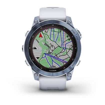 картинка Garmin Fenix 7 Sapphire Solar, 47 мм, цвет корпуса синий минерал с белым ремешком от маркетплейса TEMA.shop 2