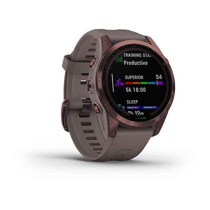 картинка Garmin Fenix 7S Sapphire Solar, 42 мм, цвет корпуса темно-бронзовый, ремешок светло-сланцевого цвета от маркетплейса TEMA.shop 2