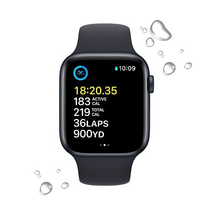 картинка Apple Watch SE 2022, 44 мм, цвет корпуса темная ночь, ремешок цвета темная ночь, размер M/L от маркетплейса TEMA.shop 3