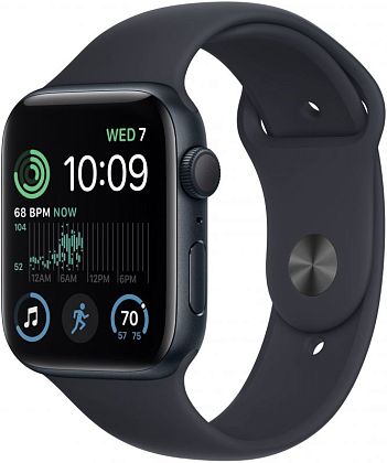 картинка Apple Watch SE 2022, 44 мм, цвета корпуса темная ночь, ремешок цвета темная ночь, размер S/M от маркетплейса TEMA.shop 1