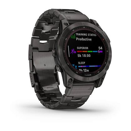 картинка Garmin Fenix 7 Sapphire Solar, 47 мм, цвет корпуса угольно-серый с угольно-серым титановым браслетом от маркетплейса TEMA.shop 1