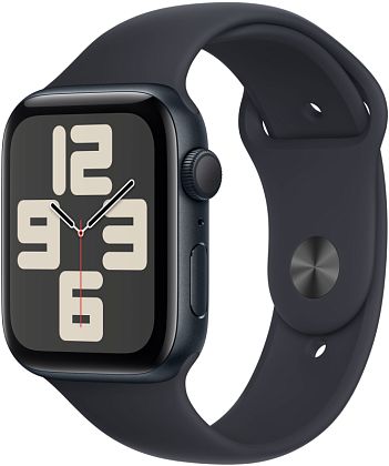 картинка Apple Watch SE 2023, 44 мм, цвет корпуса темная ночь, ремешок цвета темная ночь, размер S/M от маркетплейса TEMA.shop 1