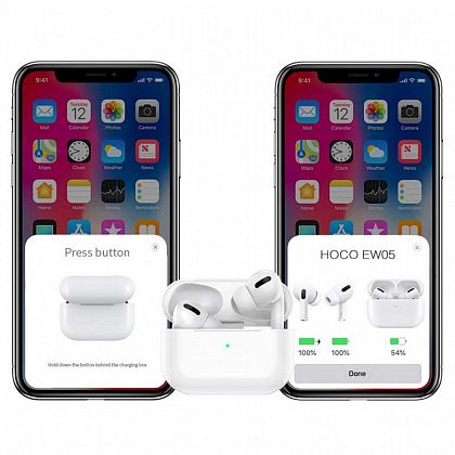 картинка Hoco EW05 Plus Active Noise Cancelling True Wireless BT Headset 3.5h Qi support, белый от маркетплейса TEMA.shop 4