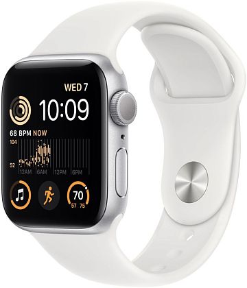 картинка Apple Watch SE 2022, 40 мм, корпус серебристого цвета, ремешок белого цвета, размер S/M от маркетплейса TEMA.shop 1