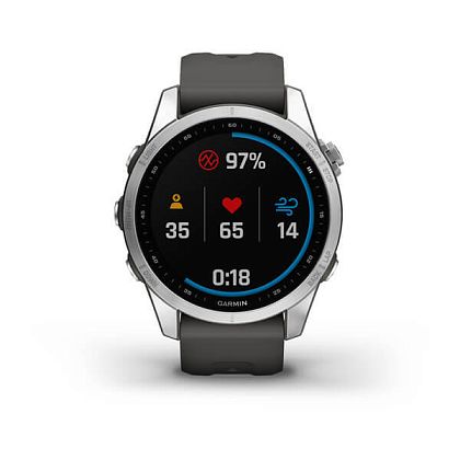 картинка Garmin Fenix 7S, 42 мм, цвет корпуса серебристый, ремешок графитового цвета от маркетплейса TEMA.shop 3