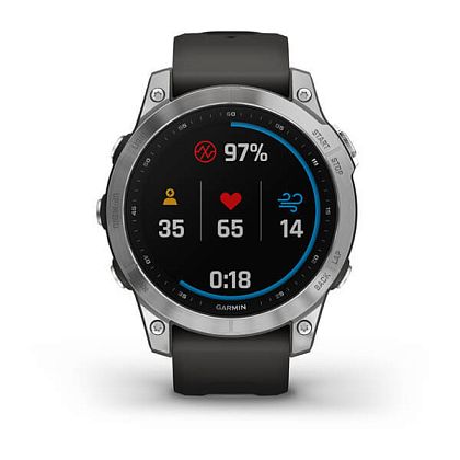 картинка Garmin Fenix 7, 47 мм, цвет корпуса серебристый с силиконовым ремешком цвета графит от маркетплейса TEMA.shop 3