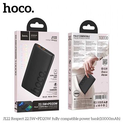 картинка Hoco J122 10000mAh Respect 22.5W + PD20W fully compatible power bank, PD20W+QC3.0, черный от маркетплейса TEMA.shop 3