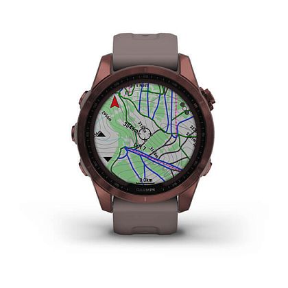 картинка Garmin Fenix 7S Sapphire Solar, 42 мм, цвет корпуса темно-бронзовый, ремешок светло-сланцевого цвета от маркетплейса TEMA.shop 3