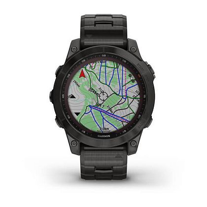 картинка Garmin Fenix 7 Sapphire Solar, 47 мм, цвет корпуса угольно-серый с угольно-серым титановым браслетом от маркетплейса TEMA.shop 5