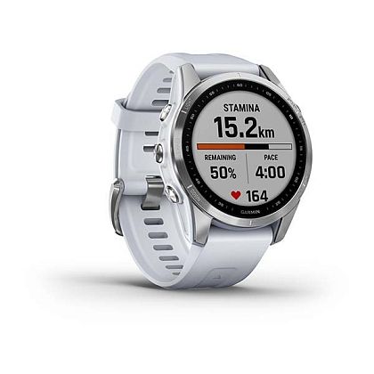 картинка Garmin Fenix 7S, 42 мм, цвет корпуса серебристый, ремешок белого цвета от маркетплейса TEMA.shop 3