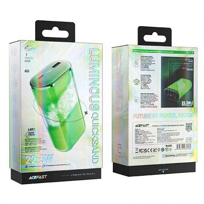 картинка AceFast M3 Spakling series 22.5w Power Bank 10000 mAh, USB-C PD20w + USB 22.5w, LED display, зеленый от маркетплейса TEMA.shop 9