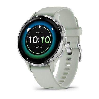 картинка Garmin Venu 3S, 41 мм, корпус и ремешок серо-зеленого цвета, безель серебристый от маркетплейса TEMA.shop 1