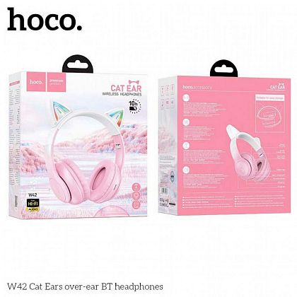 картинка Hoco W42 Cat Ears BT Headphones, 10hours, BT 5.3, TF, красный от маркетплейса TEMA.shop 2