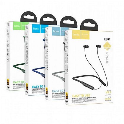 картинка Hoco ES64 Easy Sound Sport BT Earphones, жесткая дуга на шею, BT 5.3, 30h, черный от маркетплейса TEMA.shop 2