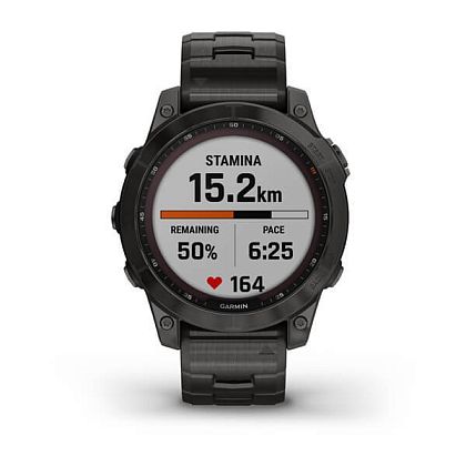 картинка Garmin Fenix 7 Sapphire Solar, 47 мм, цвет корпуса угольно-серый с угольно-серым титановым браслетом от маркетплейса TEMA.shop 4