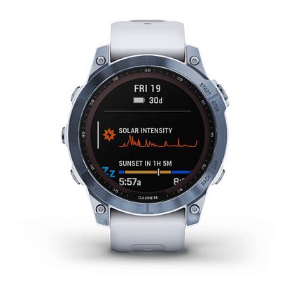 картинка Garmin Fenix 7 Sapphire Solar, 47 мм, цвет корпуса синий минерал с белым ремешком от маркетплейса TEMA.shop 3