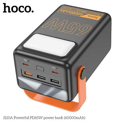 картинка Hoco J110A 60000mAh PD65W Powerful Power Bank, 3xU+2xC, QC+PD, SCP 22.5W, LED, черный от маркетплейса TEMA.shop 1