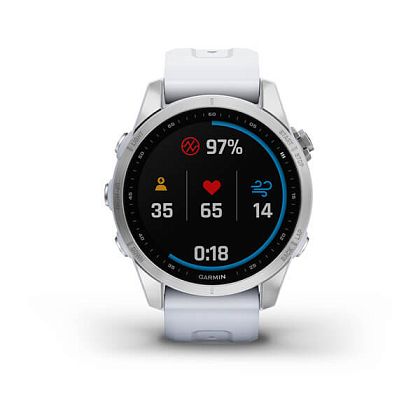 картинка Garmin Fenix 7S, 42 мм, цвет корпуса серебристый, ремешок белого цвета от маркетплейса TEMA.shop 2