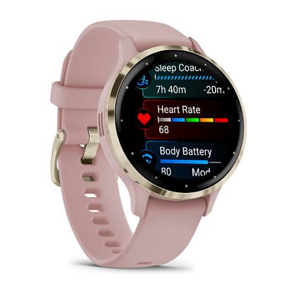 картинка Garmin Venu 3S, 41 мм, корпус и ремешок розового цвета, безель золотистый от маркетплейса TEMA.shop 2