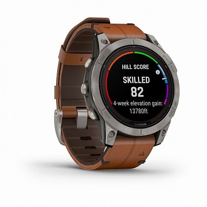 картинка Garmin Fenix 7 Pro Sapphire Solar, 47 мм, цвет корпуса серый с коричневым кожаным ремешком от маркетплейса TEMA.shop 4