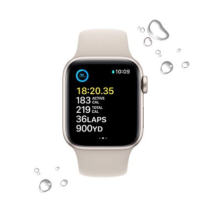 картинка Apple Watch SE 2022, 40 мм, цвет корпуса сияющая звезда, ремешок цвета сияющая звезда, размер S/M от маркетплейса TEMA.shop 3