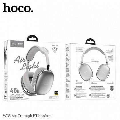 картинка Hoco W35 Air Triumph Wireless Headphones, 45hours, BT 5.3, TF, серебристый от маркетплейса TEMA.shop 7
