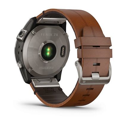 картинка Garmin Fenix 7X Sapphire Solar, 51 мм, цвет корпуса черный, ремешок коричневый кожаный от маркетплейса TEMA.shop 5