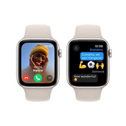 картинка Apple Watch SE 2023, 44 мм, цвет корпуса сияющая звезда, ремешок цвета сияющая звезда, размер S/M от маркетплейса TEMA.shop 6