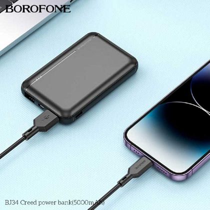 картинка Borofone BJ34 Creed Power Bank 5000mAh, 2 USB, 2A, черный от маркетплейса TEMA.shop 3