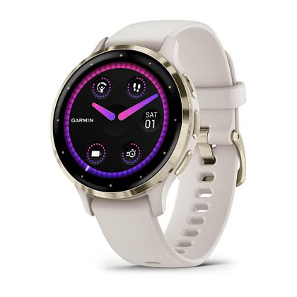 картинка Garmin Venu 3S, 41 мм, корпус и ремешок цвета слоновая кость, безель золотистый от маркетплейса TEMA.shop 1