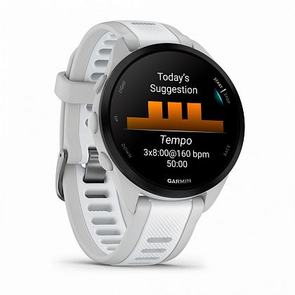 картинка Garmin Forerunner 165, 43 мм, цвет корпуса белый с серым ремешком от маркетплейса TEMA.shop 2
